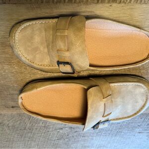 Casual Tan Mule with Buckle Detail